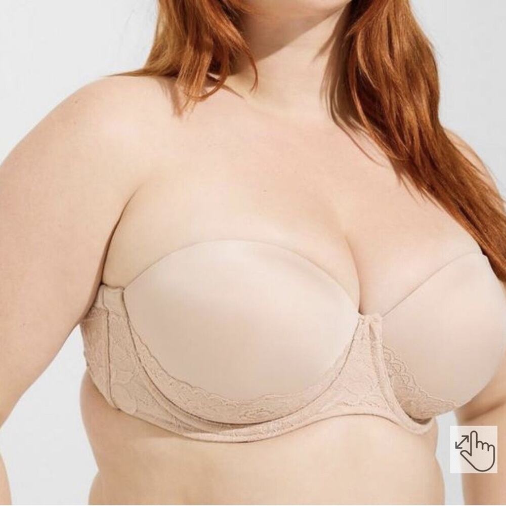 Torrid Bombshell Everyday Strapless Push-Up‎ Bra In Rose Dust Cream Size 46D